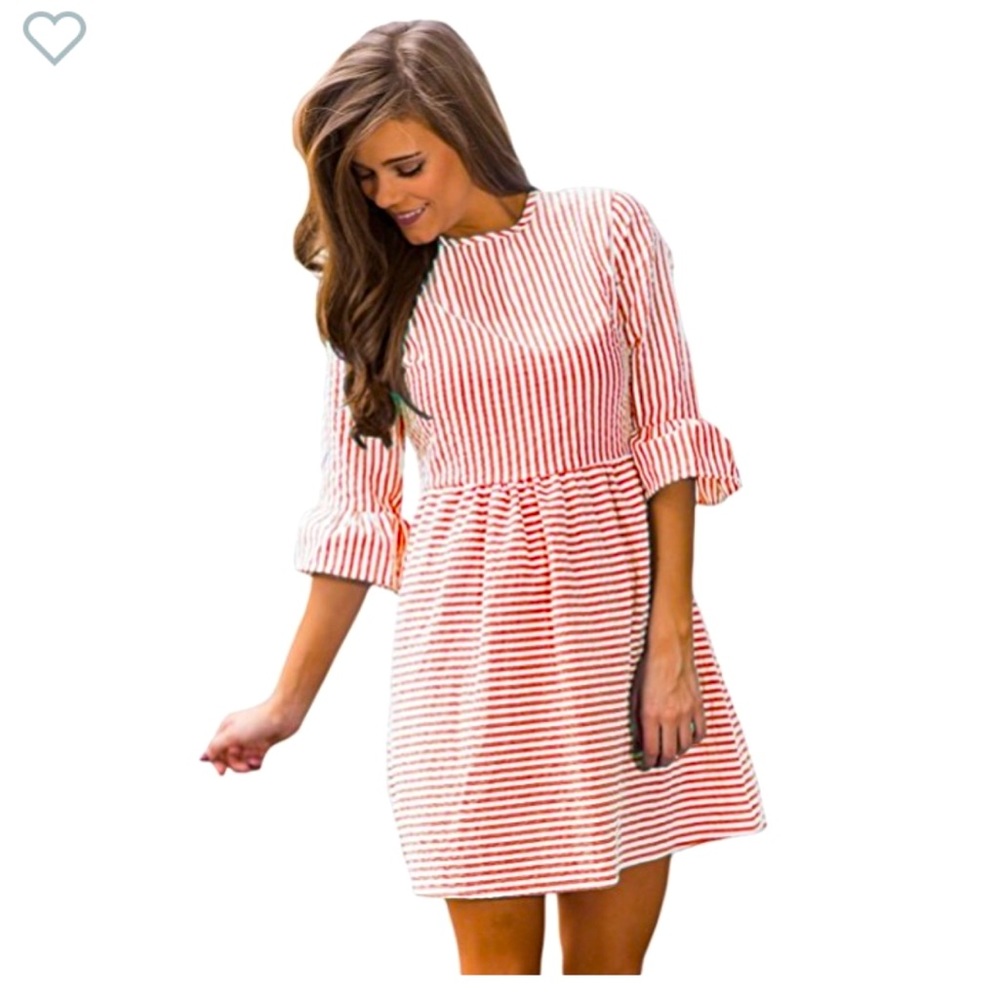 NWOT HOTAPE Women's Casual Summer 3/4 Sleeve Fit and Flare Mini Dress Sundress